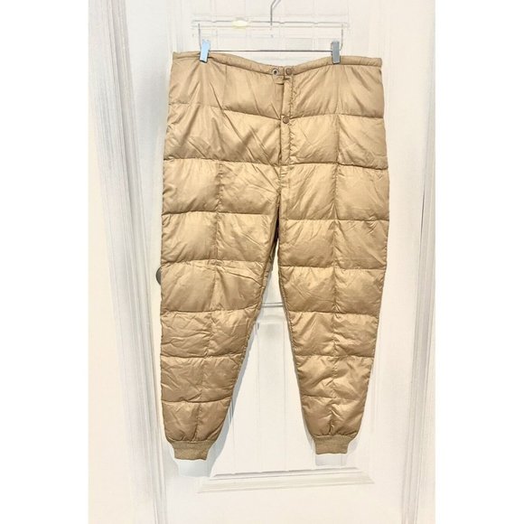 Vtg 50’/60’s Mens Tan Goose Down Quilted Snow Hunting Pant Sz M/L Ribbed Cuff - Picture 1 of 7